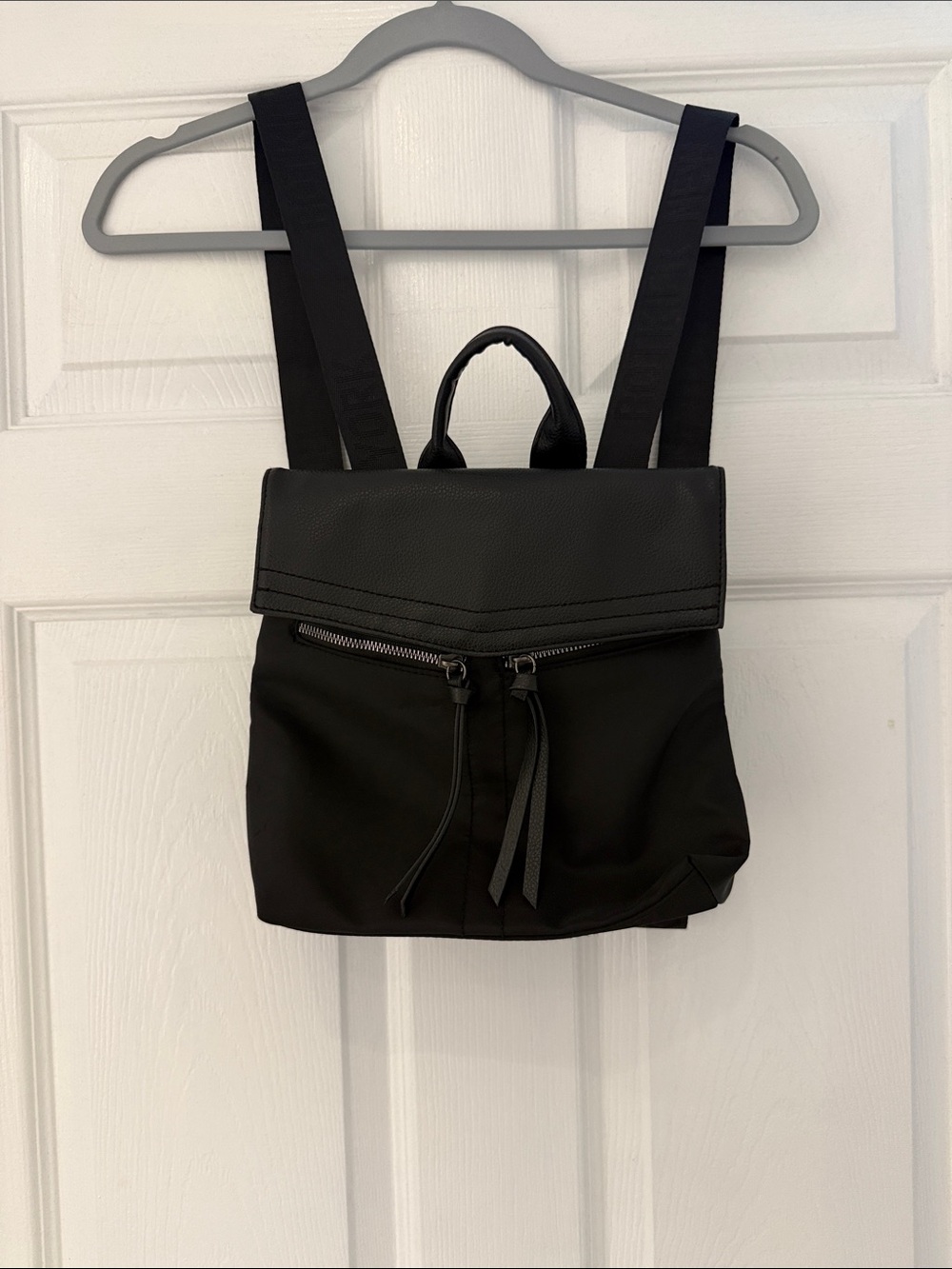 Botkier Black Mini Nylon Backpack with Leather Flap